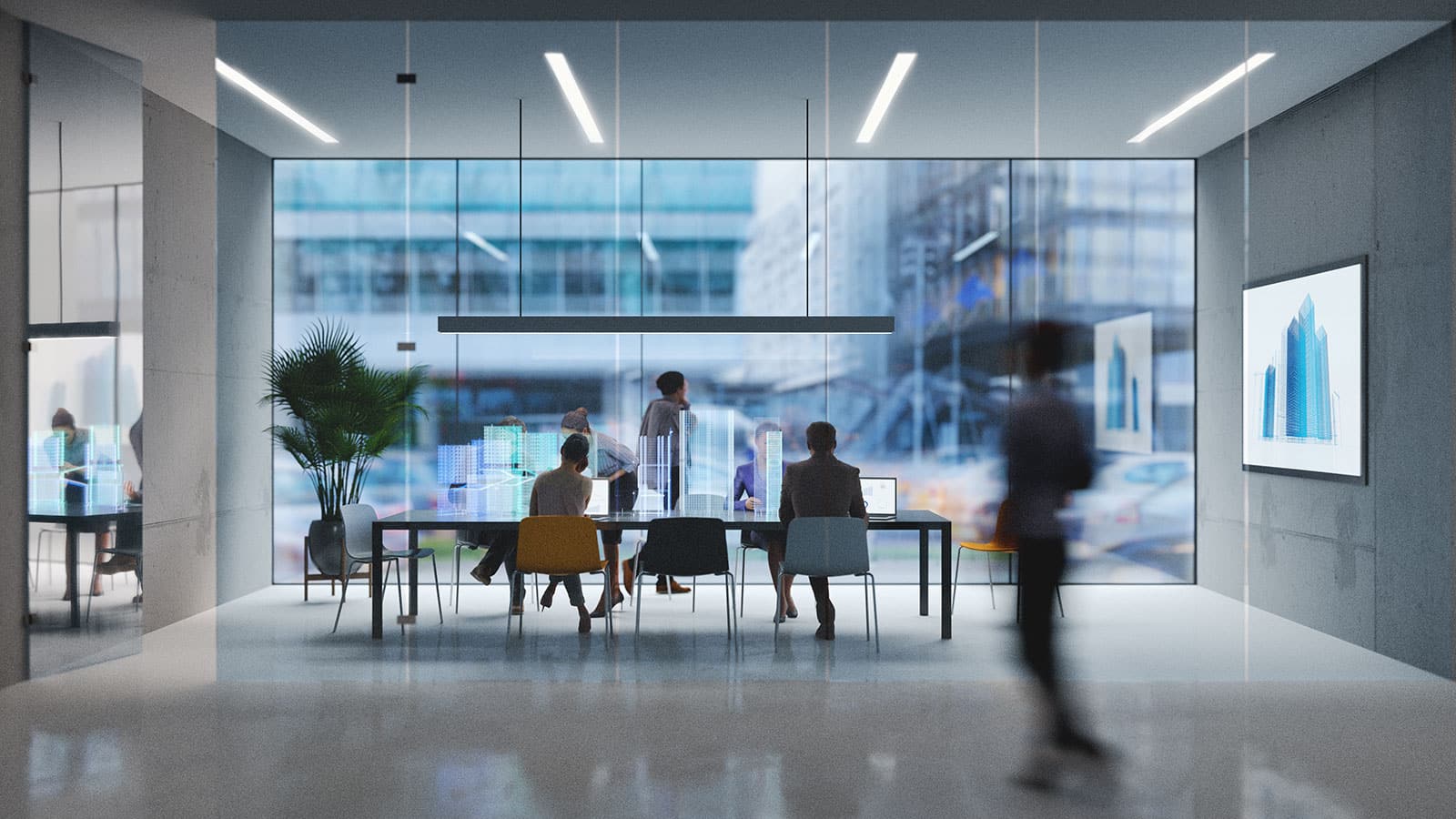 Modern glass-walled law office